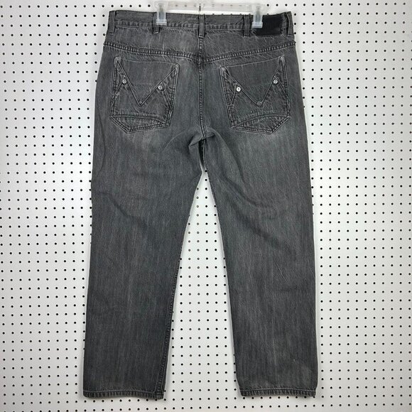 Sean John Black Gothic Riveted Jeans‎ 40x32 Y2K Wide Leg Streetwear Skate Baggy - Picture 1 of 7